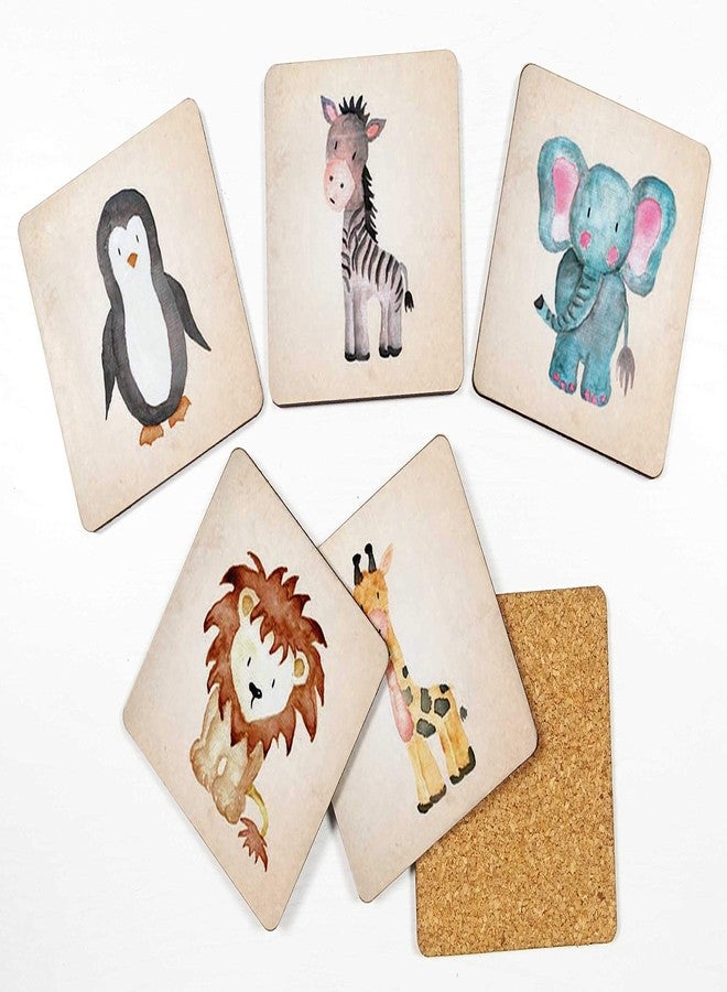 Inkdotpot مجموعة Inkdotpot من 6 قواعد أكواب مزخرفة، مانعة للانزلاق، بقاعدة من الفلين، مربعة الشكل مقاس 4 بوصات، مطبوعة برسومات حيوانات مائية، سهلة التنظيف - Image 2